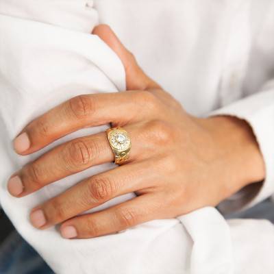 Yellow Gold 375/1000 Round Signet Ring 12,50 x 12,50 mm - Imperium