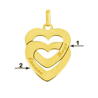 Pendentif gravable coeurs entrelacés or jaune - Lumiosa