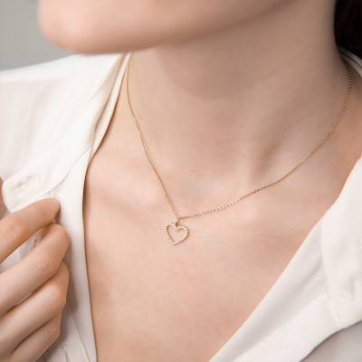 Pendentif Coeur Pavé Diamants & Or Jaune 750 - Juweel