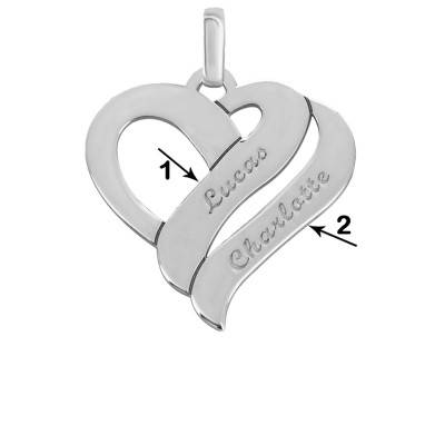Pendentif gravable coeurs unis argent - Lumiosa