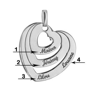 Pendentif gravable trois coeurs unis argent - Lumiosa