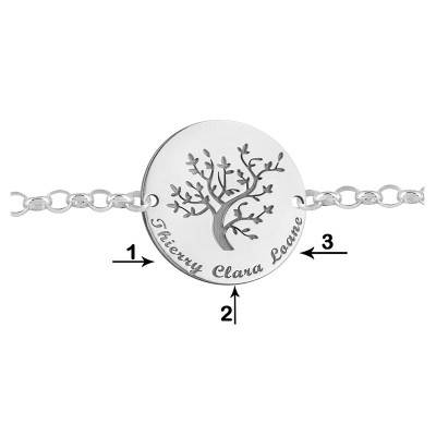Bracelet maille forçat gravable arbre de vie Or Blanc 375 ou 750, Longueur 18 cm - Lumiosa
