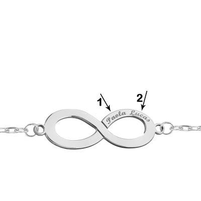 Bracelet maille forçat gravable infini or blanc 375 ou 750, Longueur 18 cm, Largeur 1,50 mm - Lumiosa
