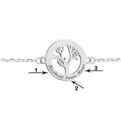 Bracelet maille forçat gravable arbre de vie ajouré Or Blanc 375 ou 750, Longueur 18 cm - Lumiosa