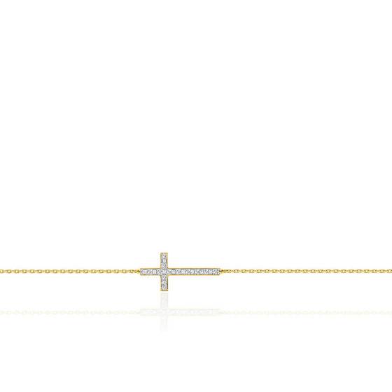 Pendentif Croix Boules 6 Mm En Or Jaune 18 Carats Diamanté - Neuf Et Original Fichera Preziosi - Pour Baptême