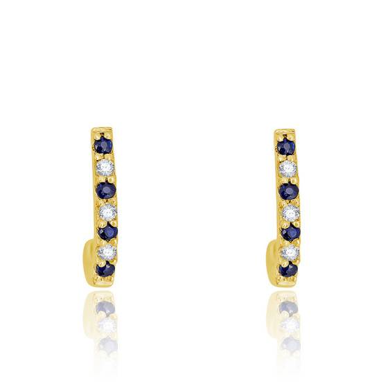 Boucles d'oreilles - Or jaune 9 carats - Rubis Émeraude Saphir bleu - C2270
