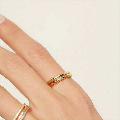 Blue Prisma Gold-Plated Ring - Aleyolé