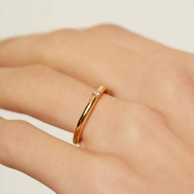 Gold-Plated Pink Prisma Ring - Aleyolé