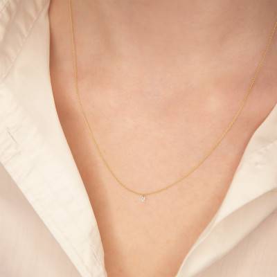 750 Yellow Gold Chain Necklace & Diamond, Length 45 cm - Buelling