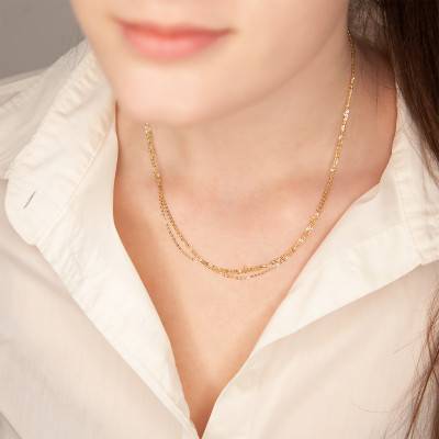 18K Yellow Gold Triple Necklace, 42 cm Length - Buelling