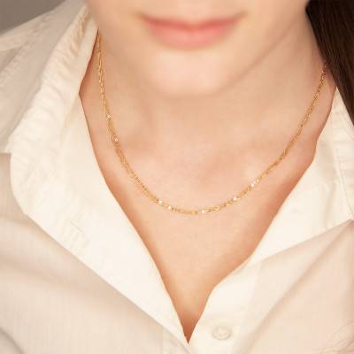 750 Yellow Gold Flat Cable Chain, Length 42 cm, Width 1.20 mm - Buelling