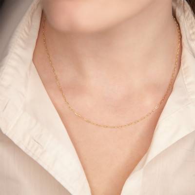 Yellow Gold 750 Rectangular Link Chain, Length 42 cm - Buelling