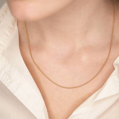 750/1000 Yellow Gold Bead Chain, Length 42 cm, Width 1.50 mm - Buelling
