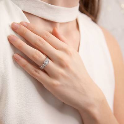 Bague de fiançailles Princesse Or Blanc 750 89 diamants - Juweel
