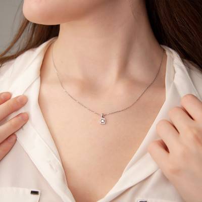 Pendentif cubique Or Blanc 750 diamants - Juweel