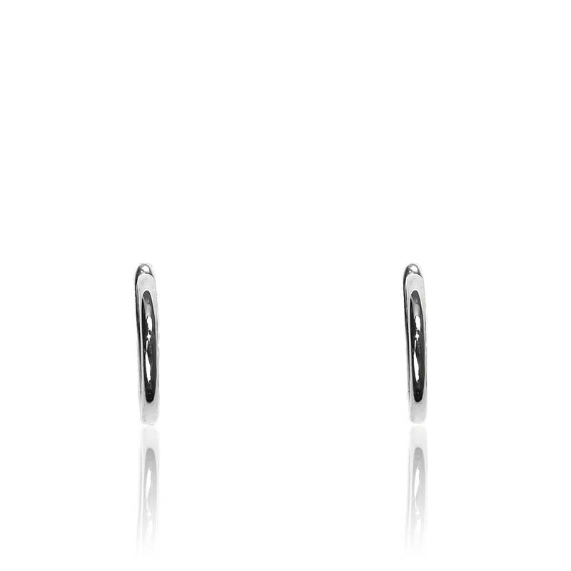 Boucles D'oreilles Huggie En Or Blanc 14 Carats - Ice Carats - 12 Mm - Neuf USA