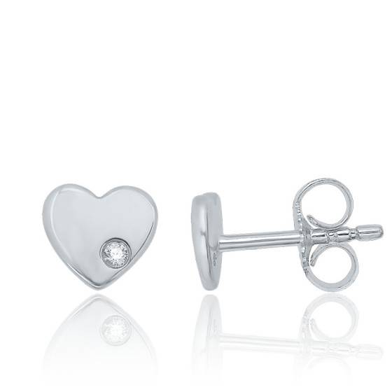 Boucles d'Oreilles Coeur Diamant Or Bicolore 9 Carats 2RJ12BB5 - 2RJ12BB5 -  Bijouterie Cupillard