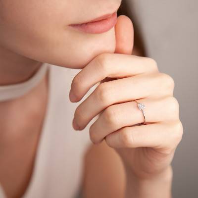 Bague Solitaire Or Blanc 375 fine diamants - Juweel