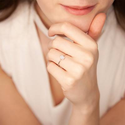Bague de fiançailles Or Blanc 375 fine diamants horizontale - Juweel