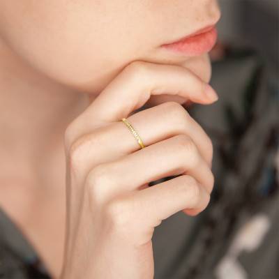 Bague en Or Jaune 375 & Demi-Rail de Diamants 0,05 ct - Alliantine