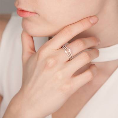 Bague Morganite, Diamants & Or Blanc 375 - Aurora
