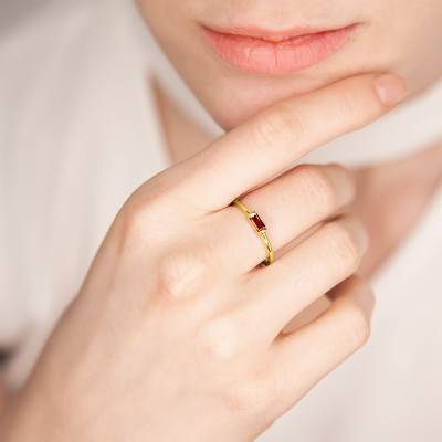 Bague Or Jaune & Grenat 0.25 ct - Aurora