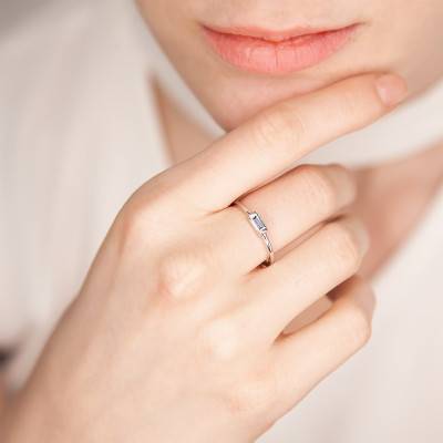 White Gold & Aquamarine Ring 0.25 ct - Aurora