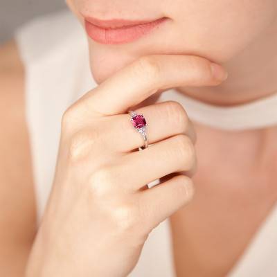Bague Morganite, Tourmaline & Or Blanc 750 - Aurora
