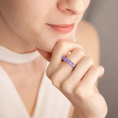 Bague Lihana Améthyste & Or Blanc 750 - Aurora
