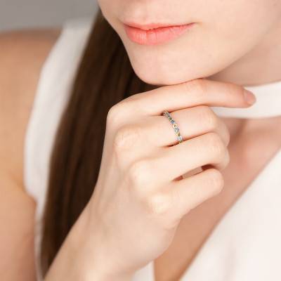 Bague Péridot, Topaze & Or Blanc 375 - Aurora