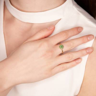 Bague Adelie Péridot & Or Jaune 375 - Aurora