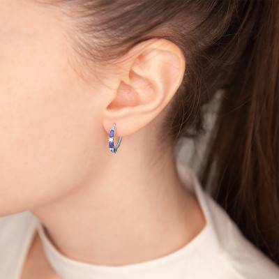 Créoles Tanzanite, Diamants & Or Blanc, Diamètre 18 mm - Aurora
