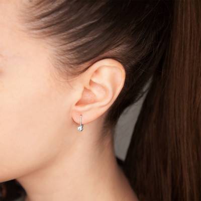 375/1000 White Gold & Diamond Leverback Earrings - Emanessence