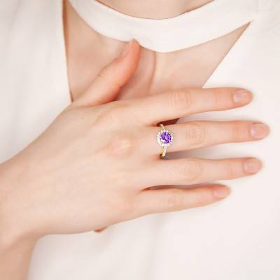 Bague Volta Améthyste, Diamants & Or Jaune 750 - Aurora