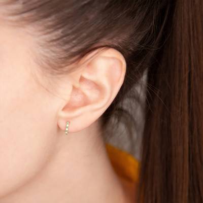Boucles d'oreilles, Or Jaune 750, Emeraudes & Diamants - Aurora