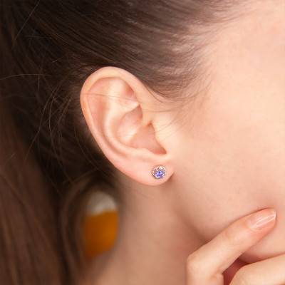Boucles d'oreilles Puces, Or Blanc 375 & Tanzanite - Aurora