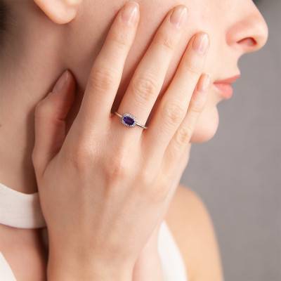 Bague Or Blanc 375, Diamant & Tanzanite - Aurora