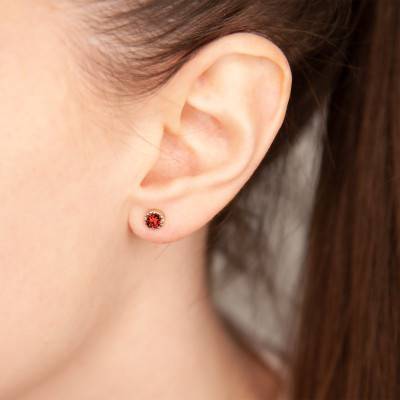 Yellow Gold & Garnet 0.25 ct Stud Earrings - Aurora