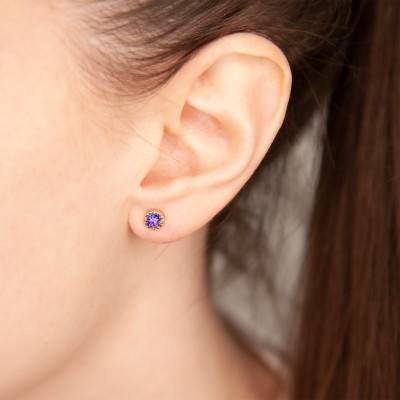 Yellow Gold & Tanzanite Drop Earrings - Aurora