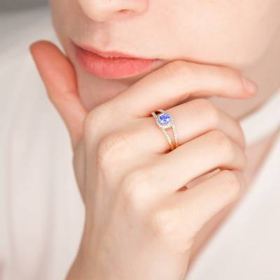 Bague Or Blanc 375, Tanzanite & Diamants - Aurora