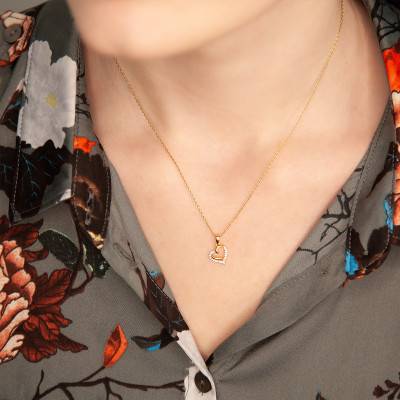 Pendentif Cœur, Or jaune & Diamants 0.05 ct - Aurora