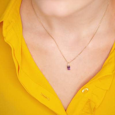 Pendentif, Or Jaune 375, Améthyste & Diamant - Aurora