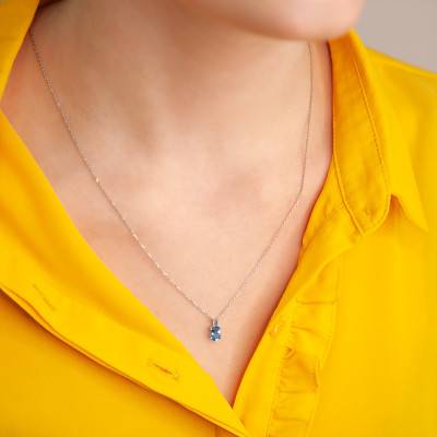 Collier Or Blanc Topaze 0.95ct, Longueur 45 cm - Aurora