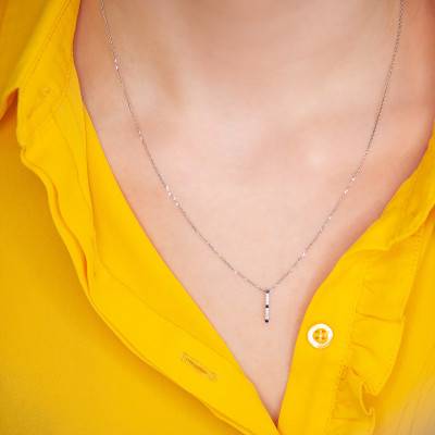 Pendentif, Or Blanc 375 & Saphir - Aurora