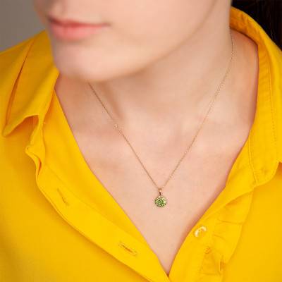 Pendentif Rond de Péridot & Or Jaune 375 ou 750 - Aurora