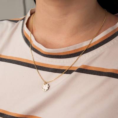 Pendentif Trèfle Gris Nacré Recto Verso Or Jaune 750 - Les Valentines