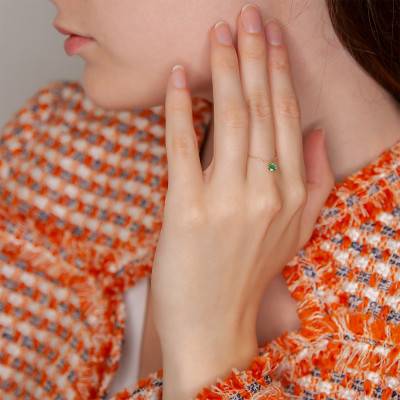 Bague Corde Or Jaune 750, Saphir Vert Percé 0,30 ct - Demetra