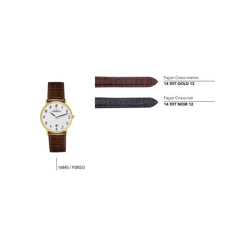 14mm Leather Watch Straps for Series 16845 - Herbelin