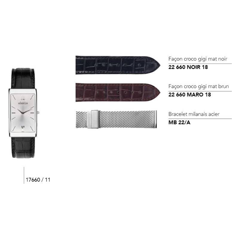 22mm Leather Watch Straps for Series 17660 - Herbelin