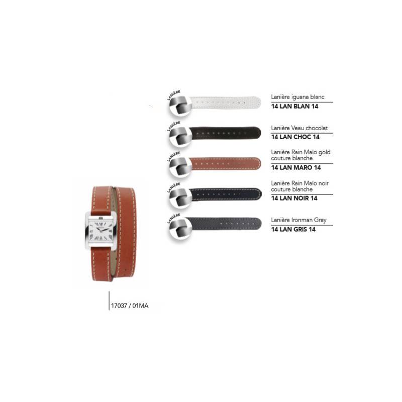 14mm Double-Wrap Leather Watch Strap for Series 17037/… - Herbelin